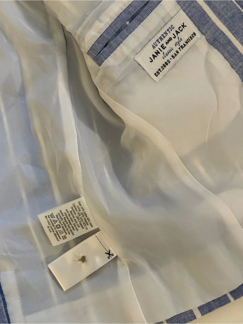 Janie and Jack Blue & White Striped cotton/linen Blazer 2T worn once